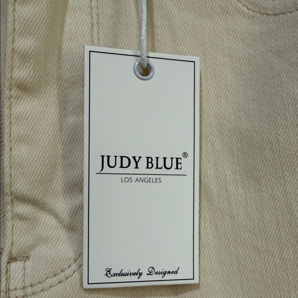 NWT- Judy Blue Cream Wide Leg Garment Dyed High Waist crochet patchwork Jeans - Picture 5 of 11